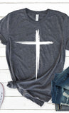 Distressed Cross White Ink Graphic Tee PLUS