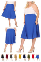 Solid high waisted, A-line, Plus Size midi skirt