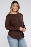 Plus Size Long Sleeve Round Neck Round Hem Top