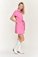 Belted cotton short dress