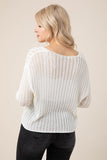 Variegated rib V neck sweater