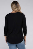 Plus Size Long Sleeve Round Neck Round Hem Top