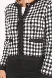 Black check knitted jacket