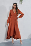 Women's V Neck Long Sleeve Maxi Dress