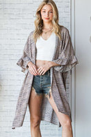 Plus Size NATURAL GEO PRINT MID SLEEVE KIMONO