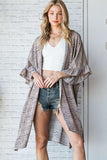 Plus Size NATURAL GEO PRINT MID SLEEVE KIMONO