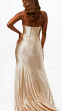 Women Strapless Ruched Full-Length Gown
