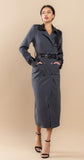 Leather Inserted Belted Trench Maxi Coat Dress