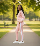 Women Varsity Stripe Tracksuit Patchwork Pullover 2 Piece Set