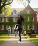 Women Varsity Stripe Tracksuit Patchwork Pullover 2 Piece Set