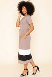 Women Color Block Calf Length Dress