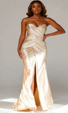 Women Strapless Ruched Full-Length Gown