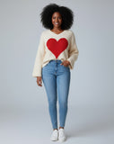 Women Cotton Khaki Beige cream Casual Heart Knit Sweater