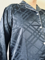 Unisex Navy Silky Button Front LongSleeves PJs Set