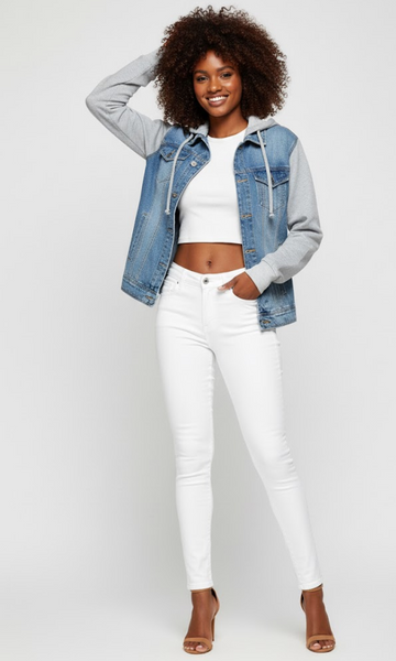 Women's Denim  Jacket with Fleece Hoodies