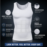 Mens Slimming Body Shaper Belly Chest Compression Vest Girdle T-Shirt Tank Top