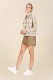 Plaid short shacket with pockets