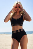 Sporty Solid Sleeveless Two-Piece Swimsuit Bikini