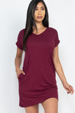 Short Cap Sleeve Pocket Mini T Shirt Dress