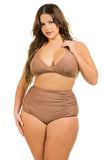 Plus Size Two Piece High Waist with Rughe Front