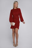 Red Ruched Bodycon Dress