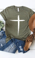 Distressed Cross White Ink Graphic Tee PLUS