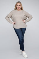 Plus Ribbed Brushed Melange Hacci Sweater