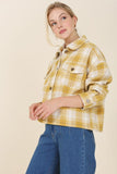 Plaid short shacket with pockets