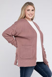 Plus Size Low Gauge Waffle Open Cardigan Sweater