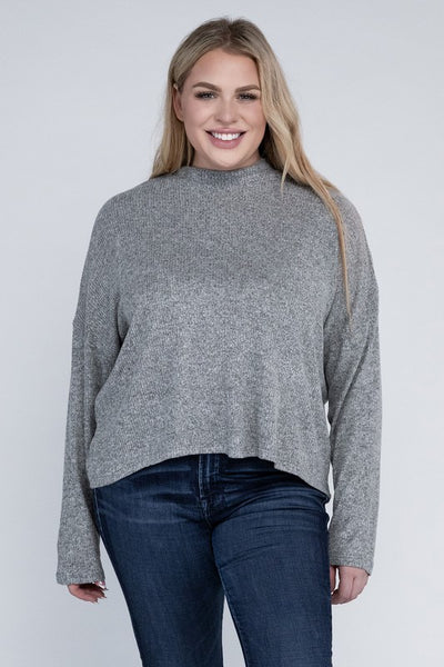 Plus Size Drop Shoulder Long Sleeve Top