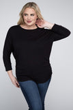 Plus Size Luxe Rayon Boat Neck 3/4 Sleeve Top