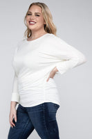 Plus Size Luxe Rayon Boat Neck 3/4 Sleeve Top