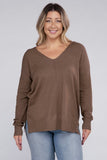 Plus Size Garment Dyed Front Seam Sweater