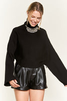 Mock neck wide sleeves top