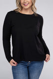 Plus Size Cotton Crew Neck Long Sleeve T-Shirt