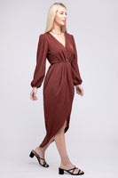 Deep V Neck Wrap Dress