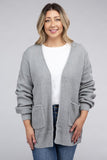 Plus Size Low Gauge Waffle Open Cardigan Sweater