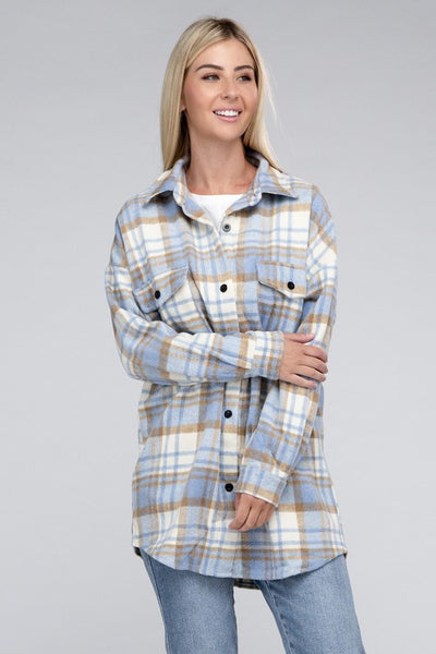 Women Plaid Shacket