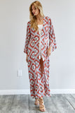 Printed Long Sleeve Loose Kimono