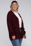 Plus Size Low Gauge Waffle Open Cardigan Sweater