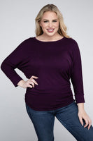 Plus Size Luxe Rayon Boat Neck 3/4 Sleeve Top