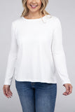 Plus Size Cotton Crew Neck Long Sleeve T-Shirt