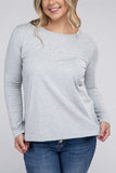 Plus Size Cotton Crew Neck Long Sleeve T-Shirt