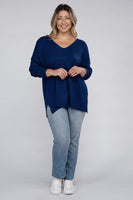 Plus Size Garment Dyed Front Seam Sweater