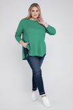 Plus Size Melange Baby Waffle Long Sleeve Top