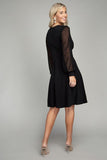 Swiss Dot puff Sleeve V neck Dress