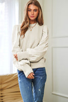 Pearl Embellishments Contrast Sleeves Sweater