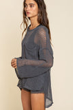 Loose Fit See-through Boat Neck Cover Up