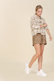 Plaid short shacket with pockets