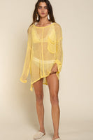 Loose Fit See-through Boat Neck Cover Up